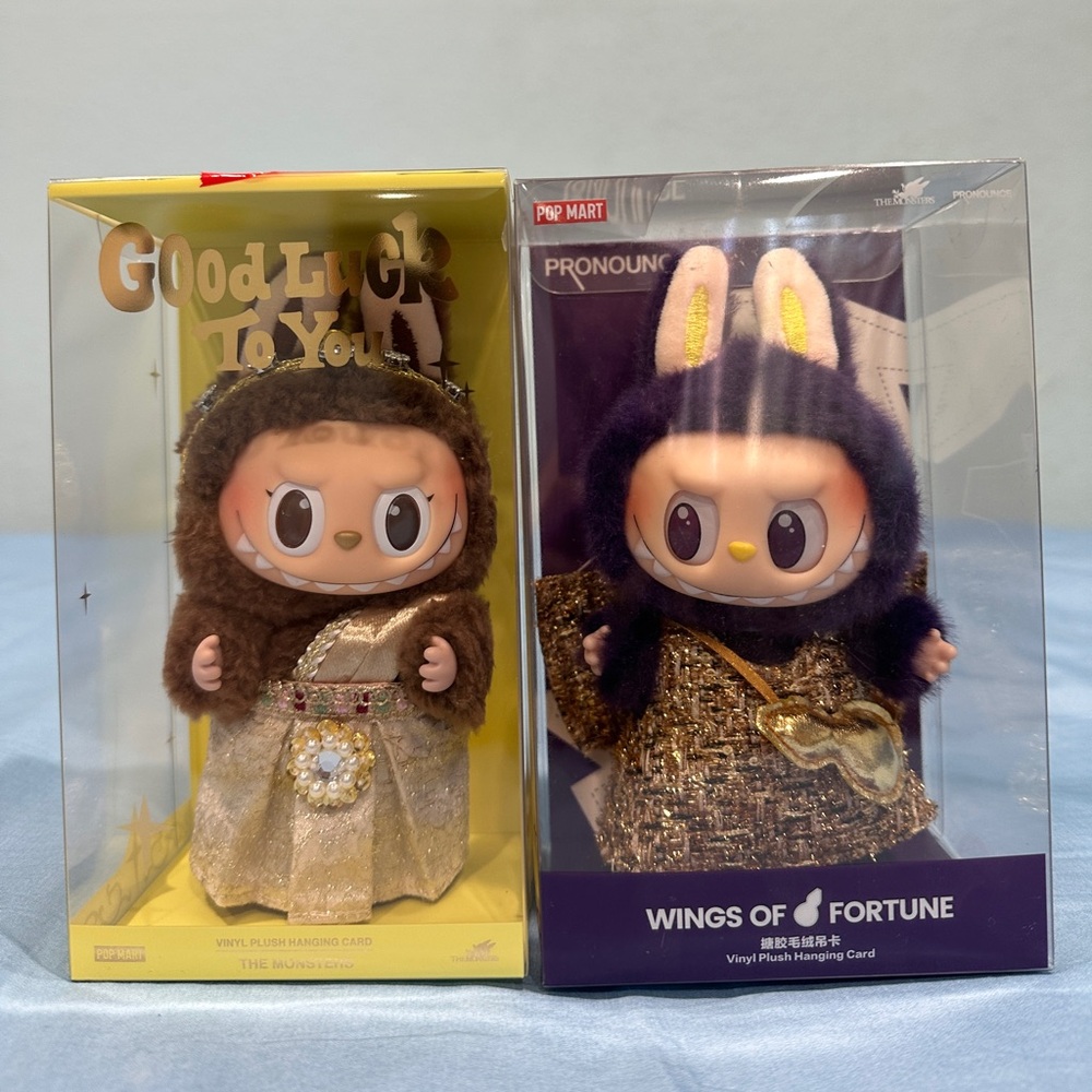 Pop Mart x2 LABUBUs PRONOUNCE WINGS OF FORTUNE & GOOD LUCK TO YOU Thailand Plush
